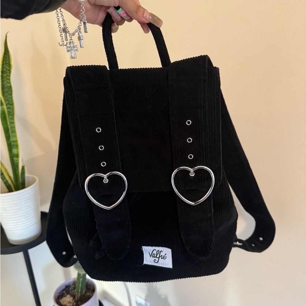 Valfre Black Backpack with Heart Charms
